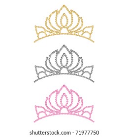 Women's crown. Set of three colors. Vector illustration.