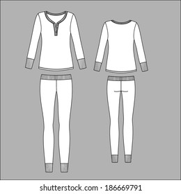 women's cute pajamas. Front and back views
