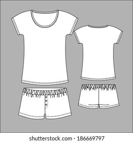 women's cute pajamas. Front and back views