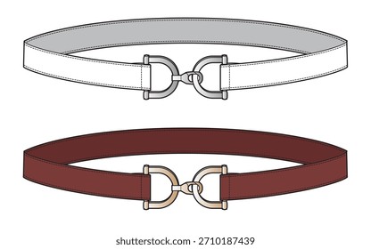 modelo de mockup de design de vetor de desenho plano de cinto de anel d feminino.