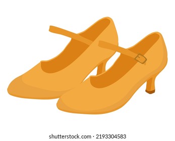 womens dance shoes in orange, a pair of dance shoes vector illustration