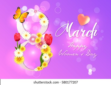 Women's Day. 8 March. Women's greeting card. Woman day background.
