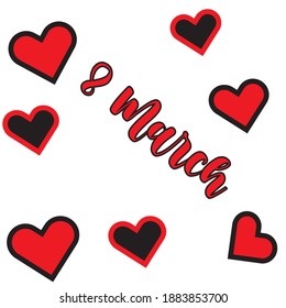 Women's day 8 March hand made heart vector