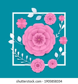 womens day 8 march holiday celebration banner flyer or greeting card with decorative paper flowers 3d rendering vector illustration
