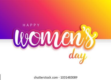 Women's Day - 8 March. International Woman's Day. Use as icon, poster, brochure, card, social media post.