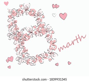 Womens Day 8 March Number Form Stock Vector (Royalty Free) 1839931345 ...