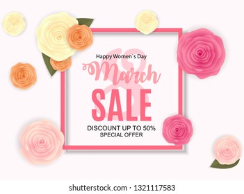 Women's Day, 8 March Sale Spring design with Flower. Vector  Illustration EPS10