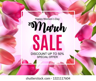 Women's Day, 8 March Sale Spring design with Flower. Vector  Illustration EPS10