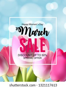 Women's Day, 8 March Sale Spring design with Flower. Vector  Illustration EPS10