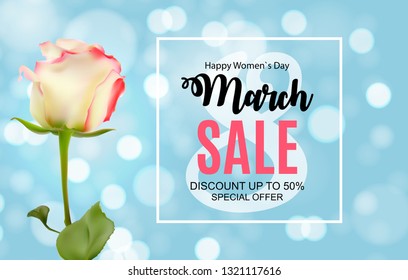 Women's Day, 8 March Sale Spring design with Flower. Vector  Illustration EPS10