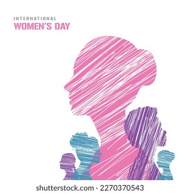 Womens Day Abstract Line Art Vector Greeting Social Media Post