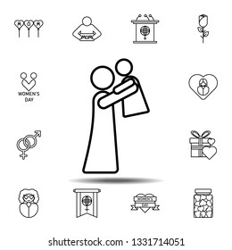 Women's day, baby, mother icon. Simple thin line, outline vector element of Women's day, 8 march icons set for UI and UX, website or mobile application
