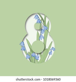 Women's Day Background. 8 March greeting card template. Vector illustration.