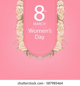 Women's day background with cream-colored flowers