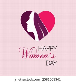 Women's Day background design. Concept design with heart and face for happy women's day. 