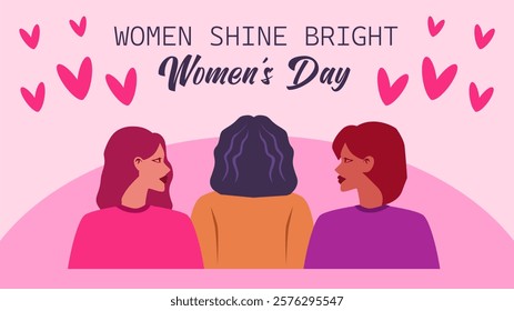 Women's day background for greeting, gift card and poster. Womens day digital banner, march 8. Women illustration vector.