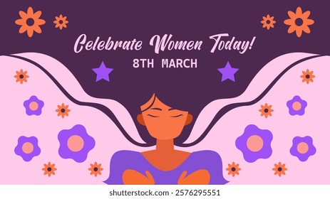 Women's day background for greeting, gift card and poster. Womens day digital banner, march 8. Women illustration vector.