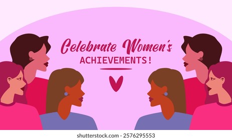 Women's day background for greeting, gift card and poster. Womens day digital banner, march 8. Women illustration vector.