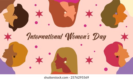 Women's day background for greeting, gift card and poster. Womens day digital banner, march 8. Women illustration vector.