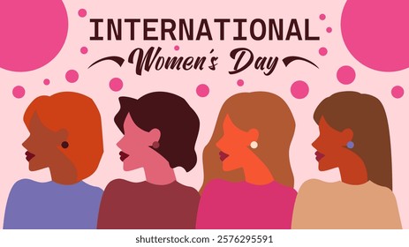 Women's day background for greeting, gift card and poster. Womens day digital banner, march 8. Women illustration vector.