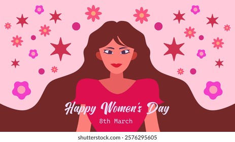 Women's day background for greeting, gift card and poster. Womens day digital banner, march 8. Women illustration vector.