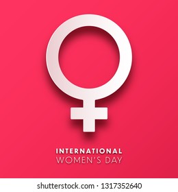 Women's day background with text. March 8 international holiday. Paper greeting card with number and date. Vector illustration.