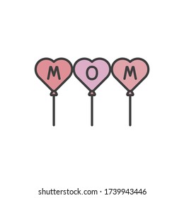 Women's day, balloon, mom icon. Simple outline colored vector of 8 march icons for ui and ux, website or mobile application