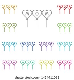 Women's day, balloon, mom multi color icon. Simple thin line, outline vector of 8 march icons for UI and UX, website or mobile application