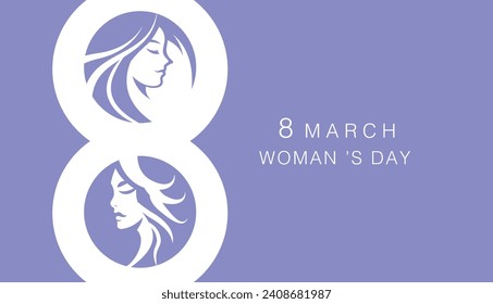 Women's day banner , 8 march, minimal line, vector illustration