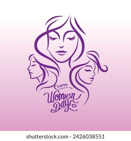 Women's day banner , 8 march, minimal line, vector illustration, hand draw vector, minimal line