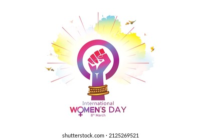 Womens day banner creative. 8th March International womens day text. Vector illustration