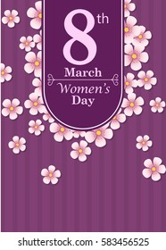 Women's day banner design with pink flowers
