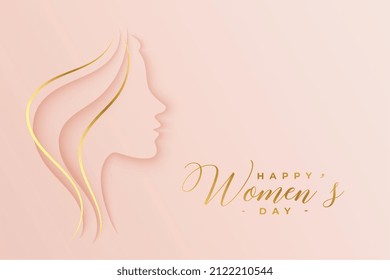 womens day beautiful wishes card with golden hairs