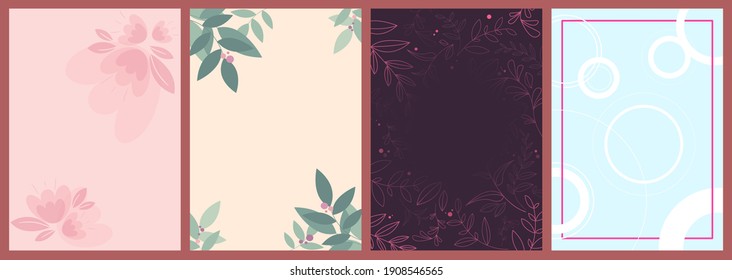 Women's day blanks for postcards. Beautiful holiday templates in vertical orientation.