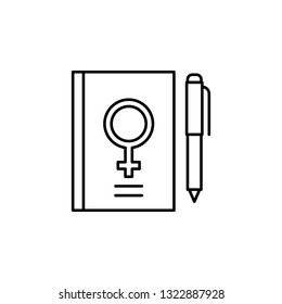 Women's day, book, pen, gender icon. Simple thin line, outline vector of 8 march icons for UI and UX, website or mobile application