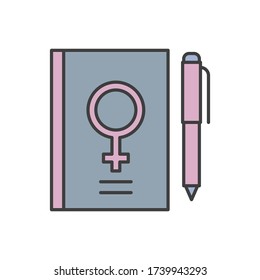 Women's day, book, pen, gender icon. Simple outline colored vector of 8 march icons for ui and ux, website or mobile application