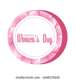 Womens day button with flowers - Vector illustration
