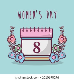 womens day calendar holiday with flowers