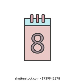 Women's day, calendar icon. Simple outline colored vector of 8 march icons for ui and ux, website or mobile application