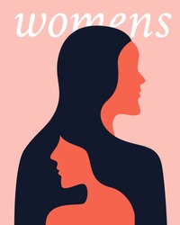 Women's Day Campaign Poster Background Design With Two Long Hair Girl Vector Illustration.