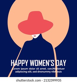 Women's Day campaign poster background design with hat of girl vector illustration