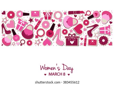 Women's Day Card or background. vector illustration.