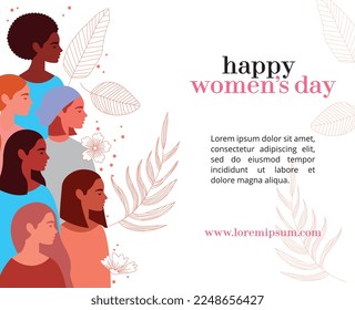 women's day card or banner web with space for text with leaves. vector illustration