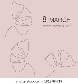 Womens day card with beautiful flowers, vector illustration