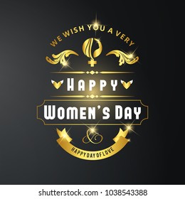 Women's day card with dark background vector 