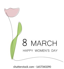 Women's day card, flower pink tulips vector illustration