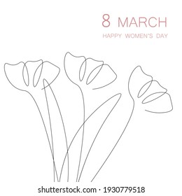 Womens day card with flowers, vector illustration
