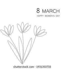 Womens day card with flowers, vector illustration