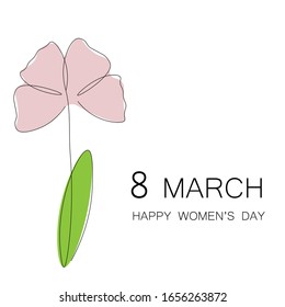 Women's day card, pink tulips vector illustration