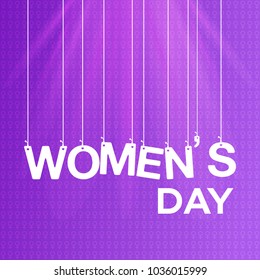 Women's day card with purple pattern background 